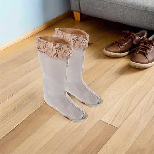 CLISPEED 2pcs Warm Fleece Liners Boot Socks Women Beige Thick Thermal Polyester High 32cm Stylish Resilient Comfort Hiking Boots Travel Adventure Inserts — view 3