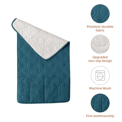 XDKS Sofa Armrest Organizer Caddy Anti-Slip Armchair Storage Bag Remote Control Holder for Recliner Couch with Pockets for Cellphone Magazines Glasses Space Saver Bag (Teal) — view 5