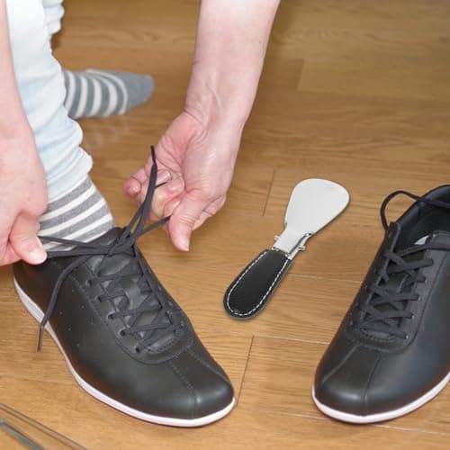 Portable Pu Cover Stainless Steel Shoe Horn with Foldable for Men Women — view 6