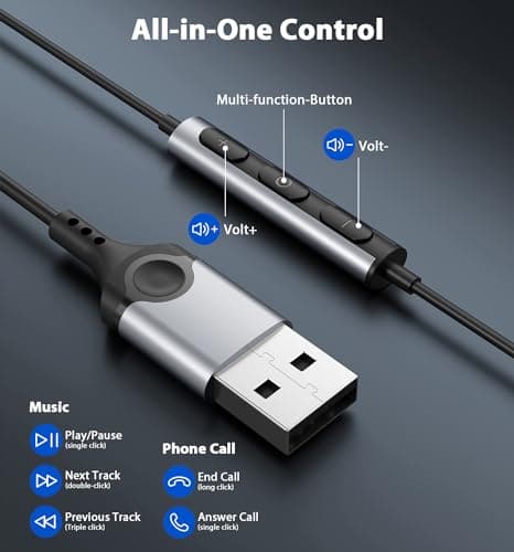 ACAGET USB Earphones Magnetic for Dell Laptop Wired In-Ear USB Headphone — view 3
