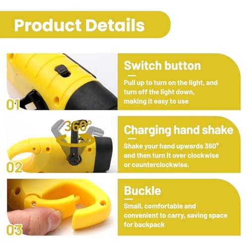 2 PCS Wind Up Solar Torch UK Led Rechargeable Camping Flashlight Hand Crank — view 3