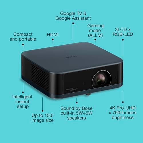 Epson Lifestudio Pop Plus EF-62N Metallic Navy, Portable Smart Projector, Sound by Bose, Google TV, 4K Pro UHD, Indoor/Outdoor Use, 5-year warranty* — view 2