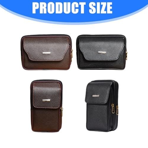 Waist Bag with Belt Clip, Phone Holder for Travel Leather Pack Men S Waist Bag Belt for Men Hiking Pack Brown Leather Outdoor Activities Hiking Essentials Travel Accessories for Hands Storage Daily Pu — view 4