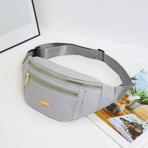 BAIYSFFG Fanny Pack Fashionable Waist Bag Unisex Fashion Waist Bag Casual Travel Bum Bag with 3 Zipper Pockets for Women Men Sports Running Hiking Jogging (Grey) — view 3