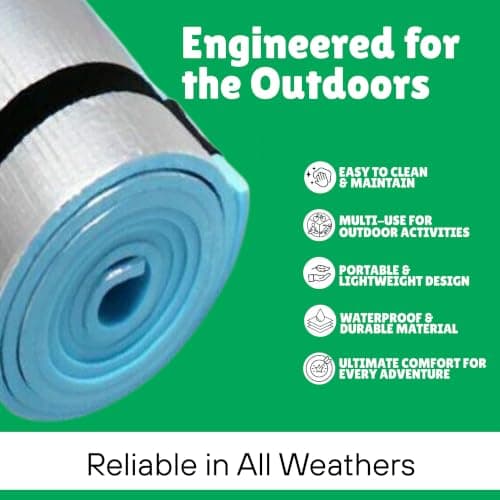ADEPTNA Heavy Duty Waterproof Roll Up Foil Camping Hiking Mountaineering Picnic Exercises Mat Eva Foam Sleeping Mattress Thermal Insulated – It Keeps Cold And Dampness Away (BLUE) — view 4
