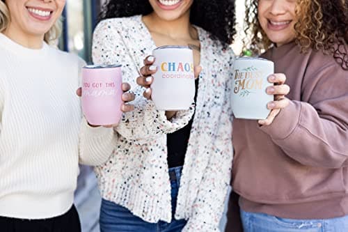 Pearhead “You Got This Mama” Wine Tumbler for Mom, 12 oz Insulated Stainless Steel Tumbler with Lid, Travel Coffee Mug for Women, Mother’s Day Gift, New Mom Gift, Stemless Wine Cup — view 5