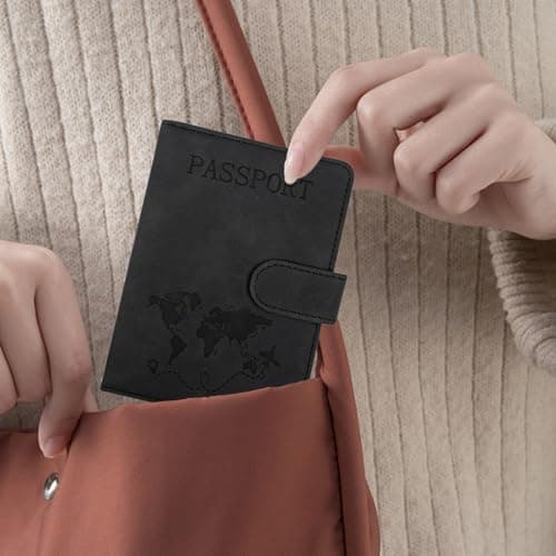 Passport Holder Cover, PU Leather RFID Blocking Travel Wallet for Men Women — view 6