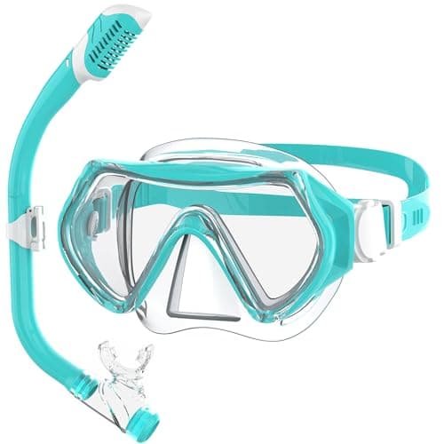 Findway Snorkel Mask for Kids,Swimming Goggles Kids for Boys Girls Youth Children Diving Mask with Nose Cover,No Leak Anti Fog Waterproof 180°Clear View Swim Goggles for Age 5-16 Years