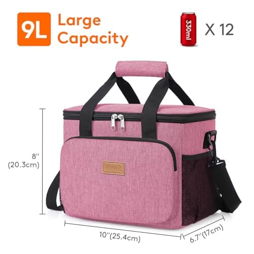 Lifewit Lunch Bag 9L 12 Can Insulated Lunch Box Soft Cooler Cooling Tote for Adult Men Women, Pink — view 3
