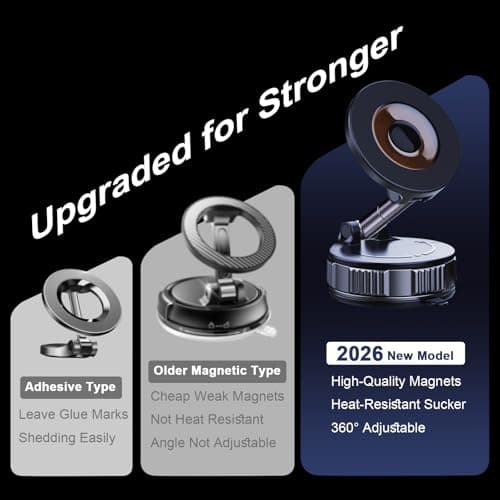 [2026 NEW] for MagSafe Car Mount [Upgraded Strongest Suction & Magnetic] Mobile Phone Holder for Dashboard Windscreen Screen, Tesla Lorry Van Stand Cradle for iPhone 17 Pro Max 16 15 14 13 12 Samsung — view 4