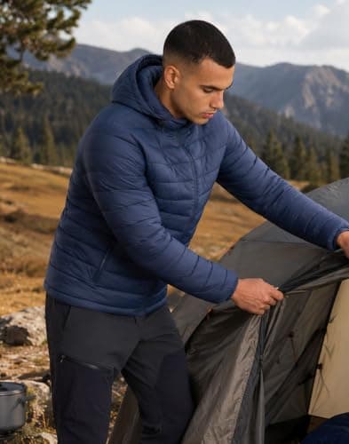 Pioneer Camp Mens Lightweight Puffer Jacket Warm Winter Coat Packable — view 3
