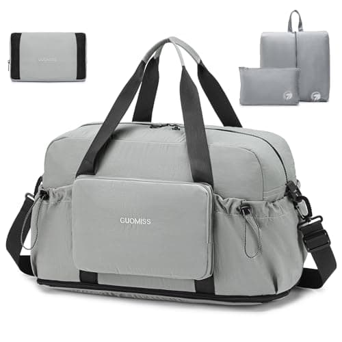 SPAHER Large Travel Duffle Weekend Bags Foldable Cabin Bag 55x40x23 Lufthansa Wizzair with Wet Pocket for Gym Overnight Women Men Waterproof Carry on Underseat Hand Luggage with 2 Toiletry Bag