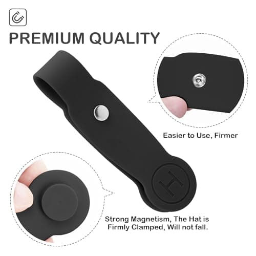 HKNR Magnetic Hat Clip for Travel, Strong Silicone Hat Holder for Bag Backpack Luggage, Hands Free Travel Accessories for Women & Men, Secure Grip for Sun Hats & Caps - Black — view 2