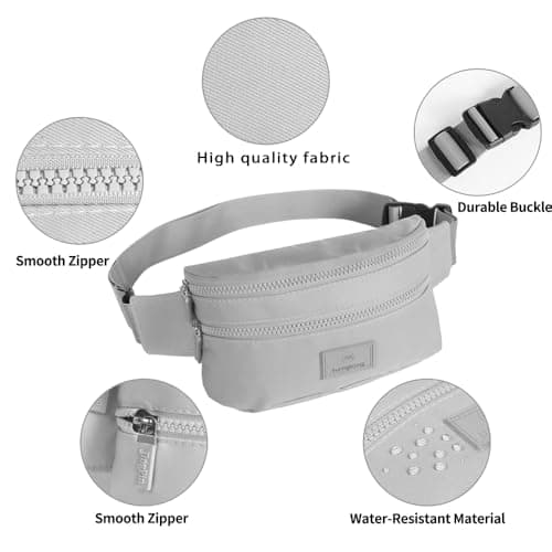 Bumbags Waist Fanny Pack Ladies Fashion Bum Bag with Adjustable Belt for Sport Hiking Girls Women Men (Grey) — view 6