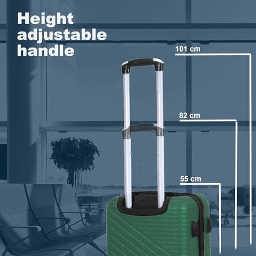 Planet Direct Green Cabin Suitcase (55x36x23cm) | Hard Shell Lightweight Suitcase | 3-Digit Lock | 4 Spinner Wheels | Telescopic Handle | Carry On Luggage — view 4