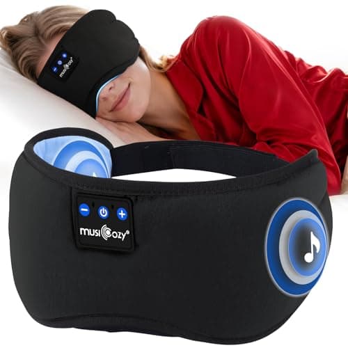 MUSICOZY Cotton Sleep Mask Headphones Side Sleeper Comfort