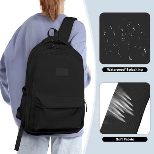 Lahrma Travel Backpack Womens, Lightweight 14 Inch Laptop Rucksack Bag for Men, Splash-proof & Casual Daypacks for School College Work (Black) — view 5