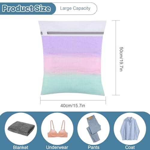 Dntorx 2 PCS Mesh Laundry Bags with Zips,Fine Laundry Bags 40cm x 50cm, M — view 2