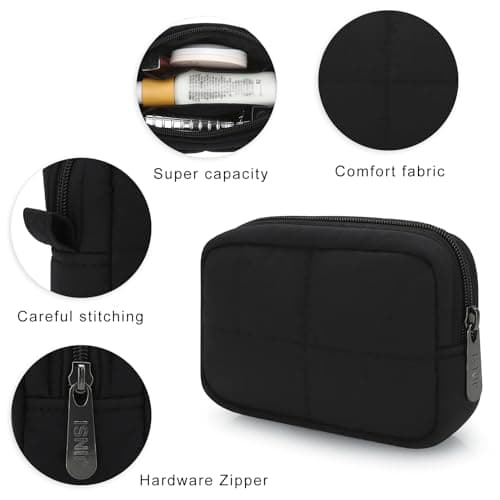 DOB SECHS Waterproof Canvas Mini Travel Makeup Carrying Case Wash Bags Cosmetic Bag Portable Electronics Accessories Organizer Wash Gym Shaving Bag (#2517-Black, Small) — view 5