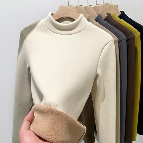 Longra Thermal Pullover Long Sleeve Top Women Stretchy Ladies Turtle Neck Thermals Jumpers T Shirt Base Layer Thermal Underwear Warm Fleece Shirt Winter Thermals Wear for Women Black — view 6