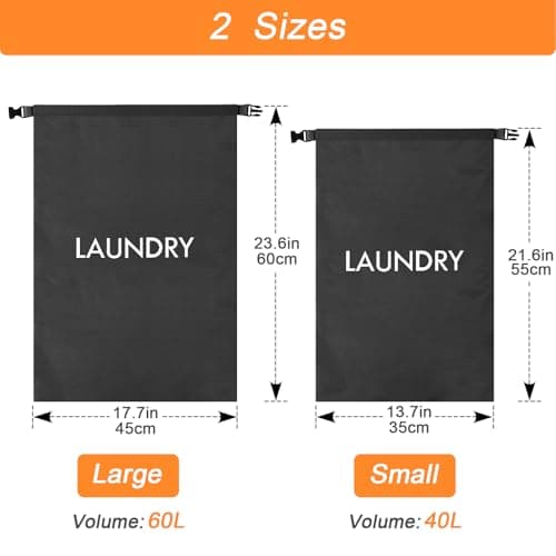 CANBOX 2 Pack Travel Laundry Bag, Nylon Washing Bags for Laundry, Black — view 3