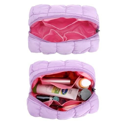 DOB SECHS Travel Toiletry Wash Bag for Women, Cotton Makeup Cosmetic Organizer Storage Bag for Girls, Purple 8 inch — view 4