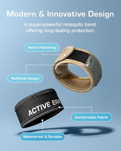 Active Era Mosquito Repellent Bracelet & Bands, Refillable Fabric Insect Wristbands Bundle, 2 Bracelets & 4 Pods, Adults & Kids 3+ — DEET-Free Citronella, 250-Hour, Camping, Hiking, Travel Essentials — view 4