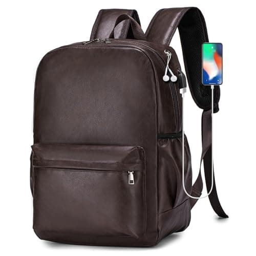 SPAHER Cabin Bag 40x30x20cm Wizzair Vueling PU Leather Travel Cabin Backpack Men Women Waterproof Laptop Backpack 15.6 Inch Rucksack Underseat Carry on Luggage for Flight Airplane