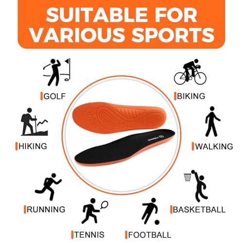 riemot Sport Insoles for Men & Women – Shock-Absorbing Sports Insole for Running, Walking, Cushioned Breathable Shoe Inserts for Hiking, Active Lifestyles Soft Inner Soles, Black, UK 8 — view 5