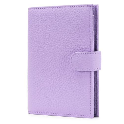 Karmiir RFID Passport Holder Travel Wallet Compact for Women, Leather Passport Cover Wallet with Card Holders SIM Slots,Zippered Coins Pocket and Cash Compartment Slim Travel Wallet, Light Purple,