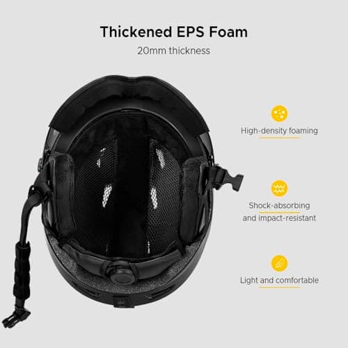 SHUAIGUO Integrated Ski Helmet Men and Women Snowboard Helmet with Removable Visor Goggles(Orange) — view 5