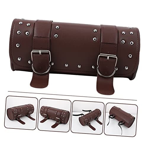 HOLIDYOYO Motorbike Tool Bag Large Capacity PU Leather Side Pouch Brown — view 4