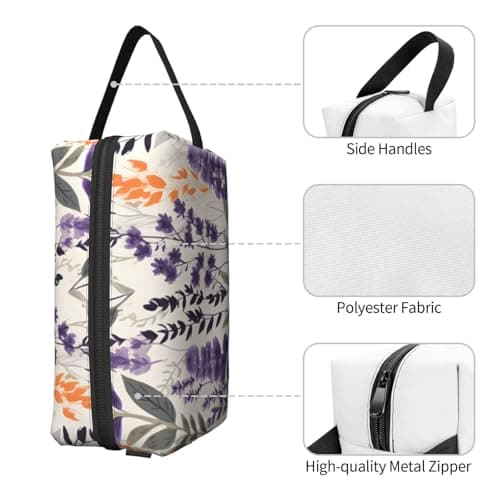 HSYOYO Travel Toiletry Bag for Women Men,Portable Hanging Toiletry Bag,Waterproof Dopp Kit Cosmetic Organizer,Large Capacity Shaving Bag Makeup Bag, Lavender Plant, One Size — view 2