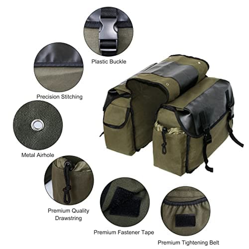 Horett Motorbike Large Capacity Saddle Bag Motorcycle Riding Travel Canvas Waterproof Panniers Box Side Tools Bag Pouch for Motorbike — view 3