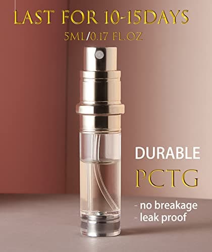 Travelofo Mini Perfume Bottles, Refillable Spray Dispenser, 5ml Leak-Proof Atomiser for Travel, Luxury Gift for Men & Women (Gold) — view 3