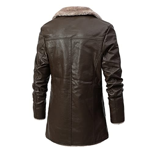 Mens Winter Coat Notched Collar Trench Coats Classic Motorbike Jackets — view 2