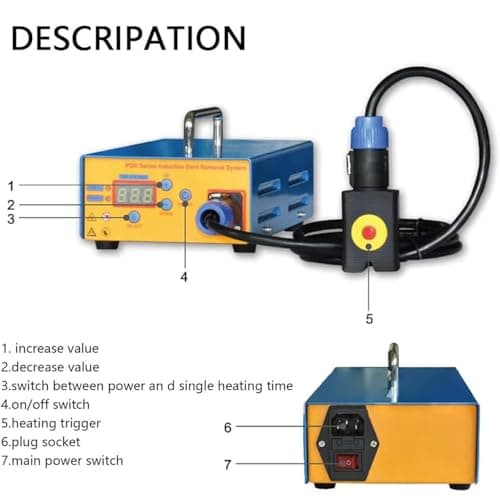 Paintless Induction Heater Machine for Car Minor Soft Dent Removing Tool, 1380W Suitcase Magnetic Auto Body Repair Kit — view 5