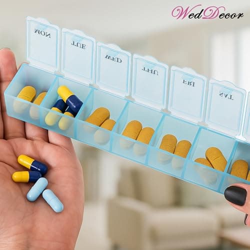 WedDecor 3-Pack 7-Day One-Time-A-Day Travel Pill Box Organiser – Moisture-Proof Transparent Medicine Organiser with Snap Lids, 7-Compartment Case for Health & Personal Care — view 3