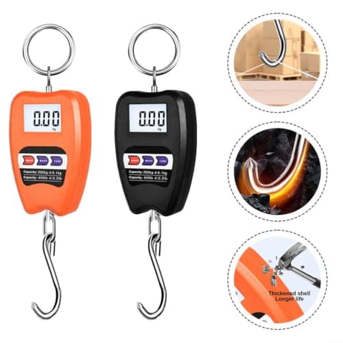 NiuLumea Aluminum Alloy Digital Hanging for Scale 200kg, Electronic Crane for Scale with for Large LED Display, Multi-Unit Weight for Scale Industrial and Travel Use(Orange) — view 2