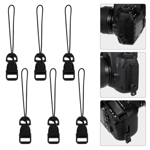 6 Pcs Camera Strap Quick Release Black QD Loops Connector Adapter Camera Quick Release Lanyard Clip Compatible for All Compact Digital Cameras Binoculars Drone Remote Control and USB Stick — view 3