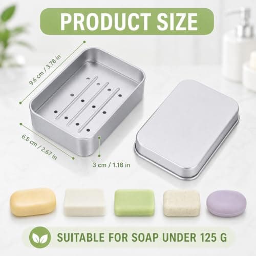 Aluminum Travel Soap Case Metal Soap Box Holder with Lid Container Silver — view 2