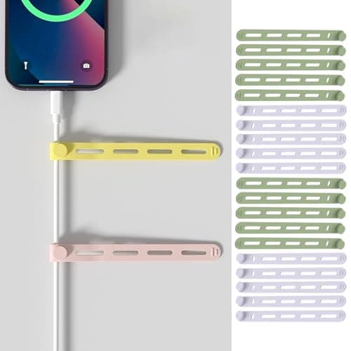Silicone Cable Ties 20 Pack Fastening Bands for Cord Organization — view 3