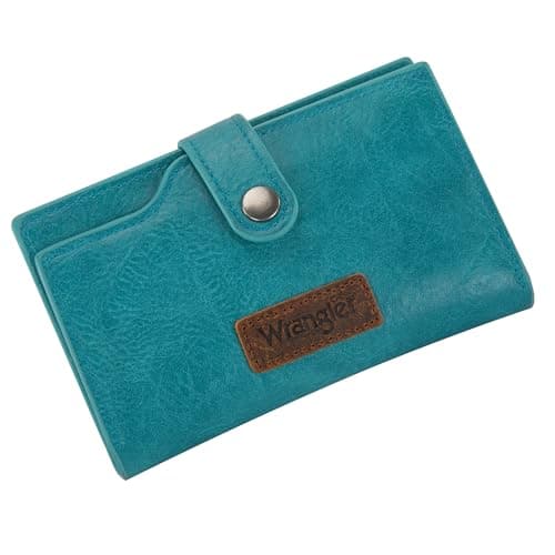 Wrangler Wallets for Women Slim Bifold Credit Card Holder, A-Turquoise, Chic — view 5