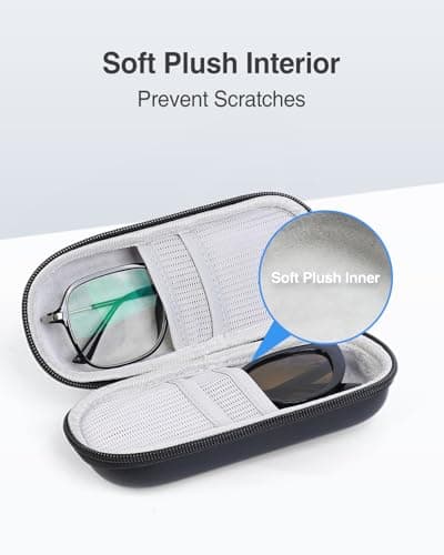 Luxtude Double Glasses Case Hard Shell, Double Eyeglass Case Dual Sunglasses Cases, Travel Sunglasses Organizer for Women Men (Black, S) — view 3