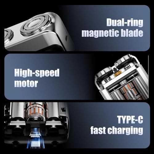 Mini Electric Razor for Men, 2025 New Portable Razors for Men IPX7 Waterproof, Type-C Fast Shavers Cordless Rechargeable, Beard Trimmer, Magnetic Double Head Shavers for Home or Travel (Blue) — view 6