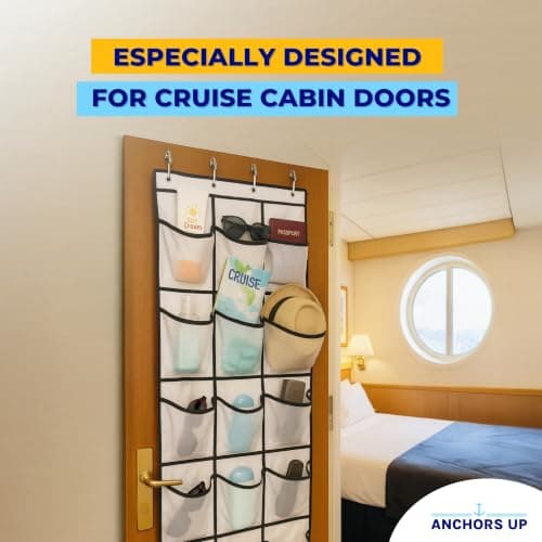 Cruise Cabin Over Door Organiser for Shoes, Toiletries and Travel Accessories – 24 Pockets – Tested on All Major Cruise Lines such as P&O, Marella, MSC, Royal and more – Cruise Essentials by AnchorsUp — view 2