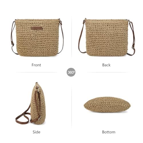 AFKOMST Women’s Straw Crossbody Bag, Small Woven Shoulder Bag with Adjustable Strap, Lightweight Wicker Summer Beach Handbag for Holiday Travel Picnic Daily Use — view 6
