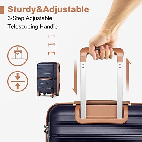 British Traveller 28 Inch Large Suitcase Lightweight PP Hard Shell Luggage Durable 23kg Check in Hold Travel Case with TSA Lock (Navy) — view 3