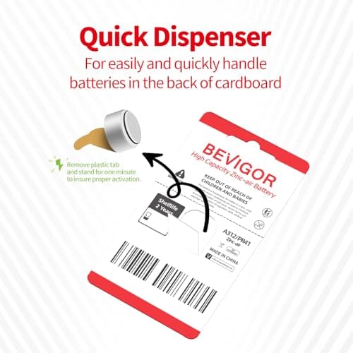 BEVIGOR Size 312 Batteries, 60 High Capacity Mercury-Free Premium Batteries, 10x6 Pack PR41 Brown — view 5