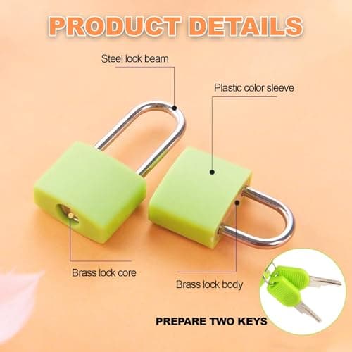 5PCS Suitcase Locks with Keys, Metal Luggage Padlocks, Multicolor Mini Padlock for Suitcase, Practical Travel Lock for Luggage for Backpack, Laptop Bag & Boxes — view 3